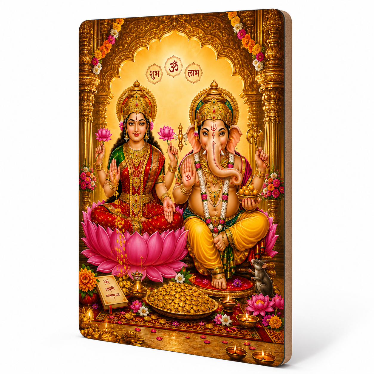 MDF Lakshmi Ganesha wall decor