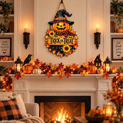 pumpkin scarecrow hanging sign for door