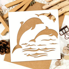 Dolphin stencil template for ocean-themed DIY crafts