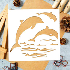 Sea animals stencil for handmade décor & creative painting