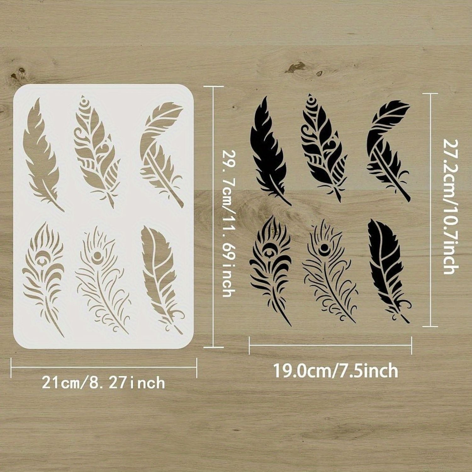 Peacock feather wall stencil