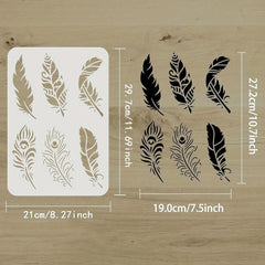 Peacock feather wall stencil