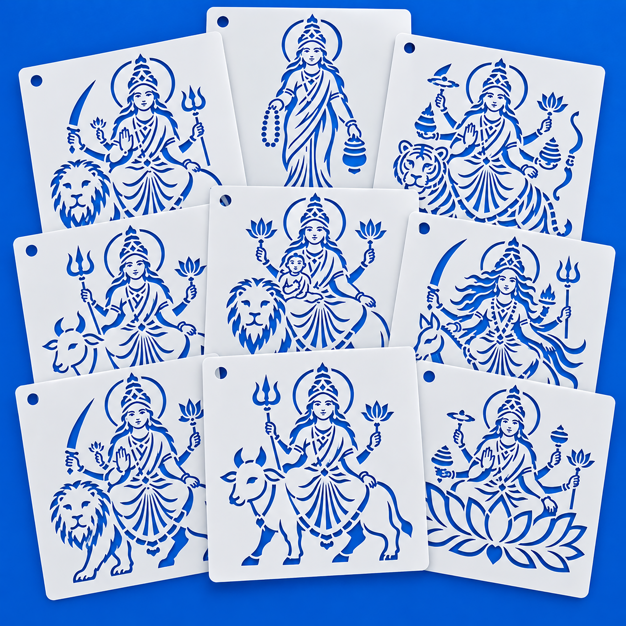 navdurga rangoli stencil set for painting