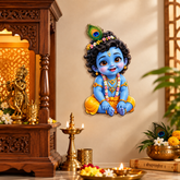 Baby Krishna wooden wall hanging decor