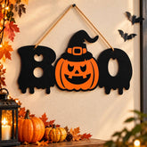halloween boo pumpkin witch hat wall hanging