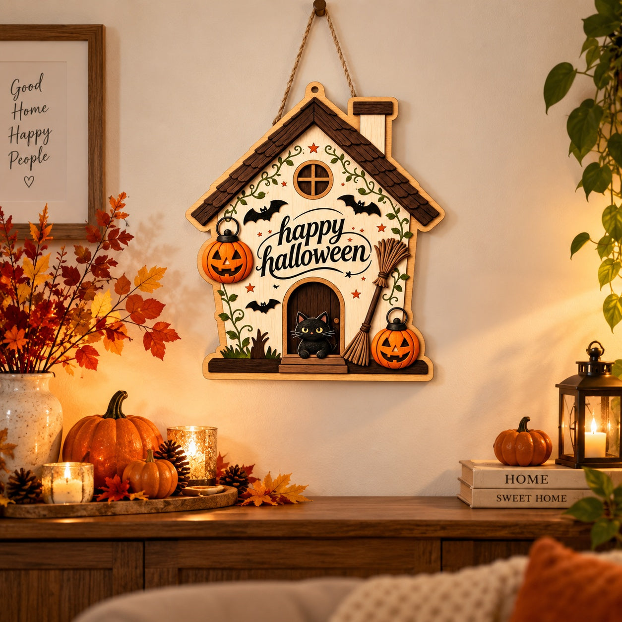 Happy Halloween House wall hanging MDF