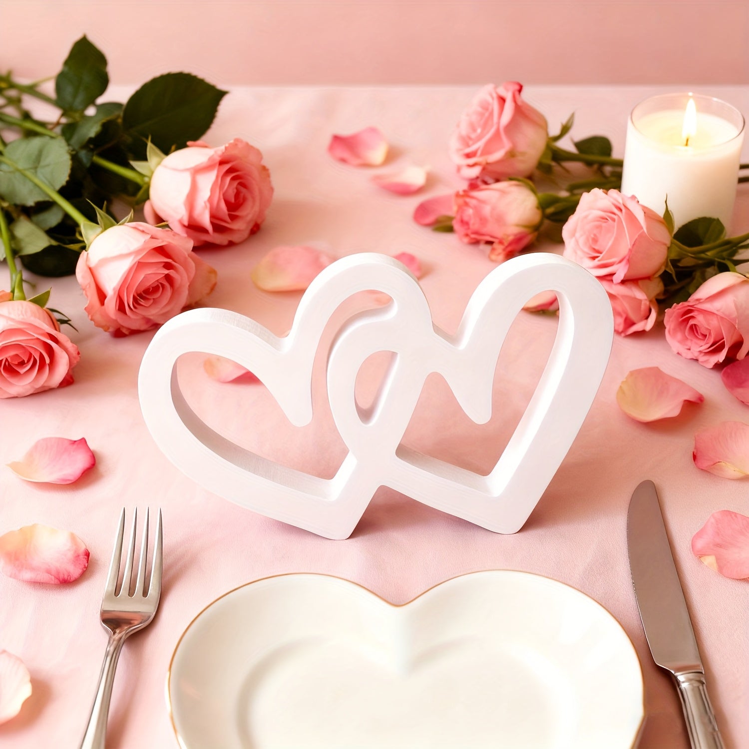 double heart tabletop decor