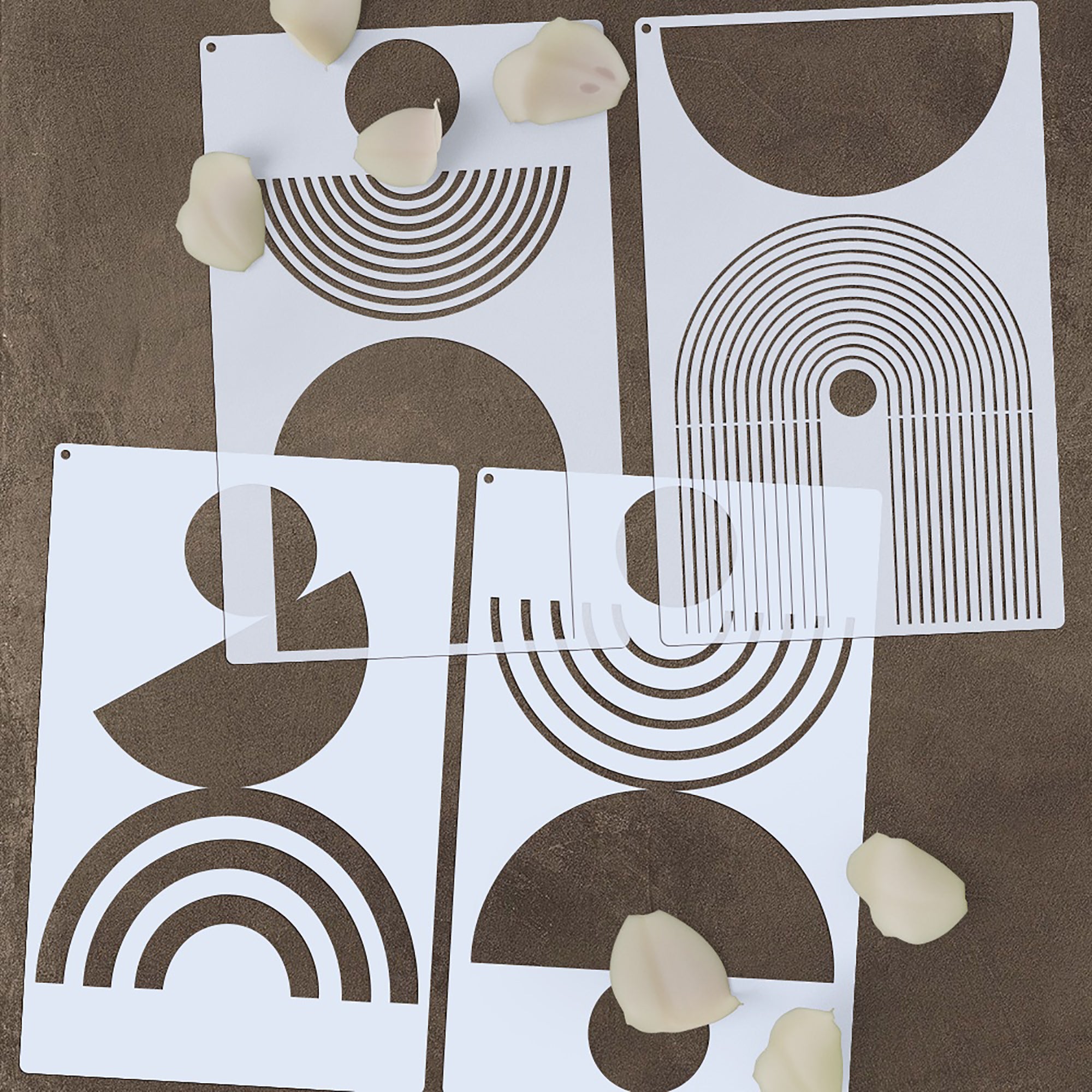 abstract geometric pet painting stencil set