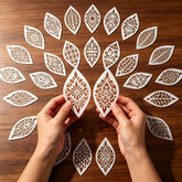 leaf shaped mandala painting stencils