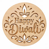 round wooden happy diwali cutout for painting