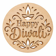 round wooden happy diwali cutout for painting
