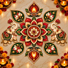 elephant mandala rangoli decoration set