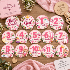 Baby milestone cards set of 14 wooden cards