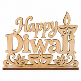 wooden happy diwali tabletop decoration