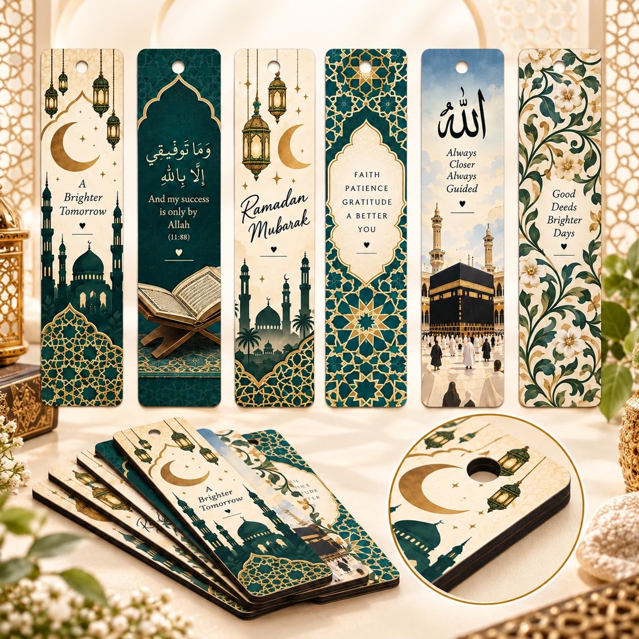 Muslim wooden bookmarks set of 18
