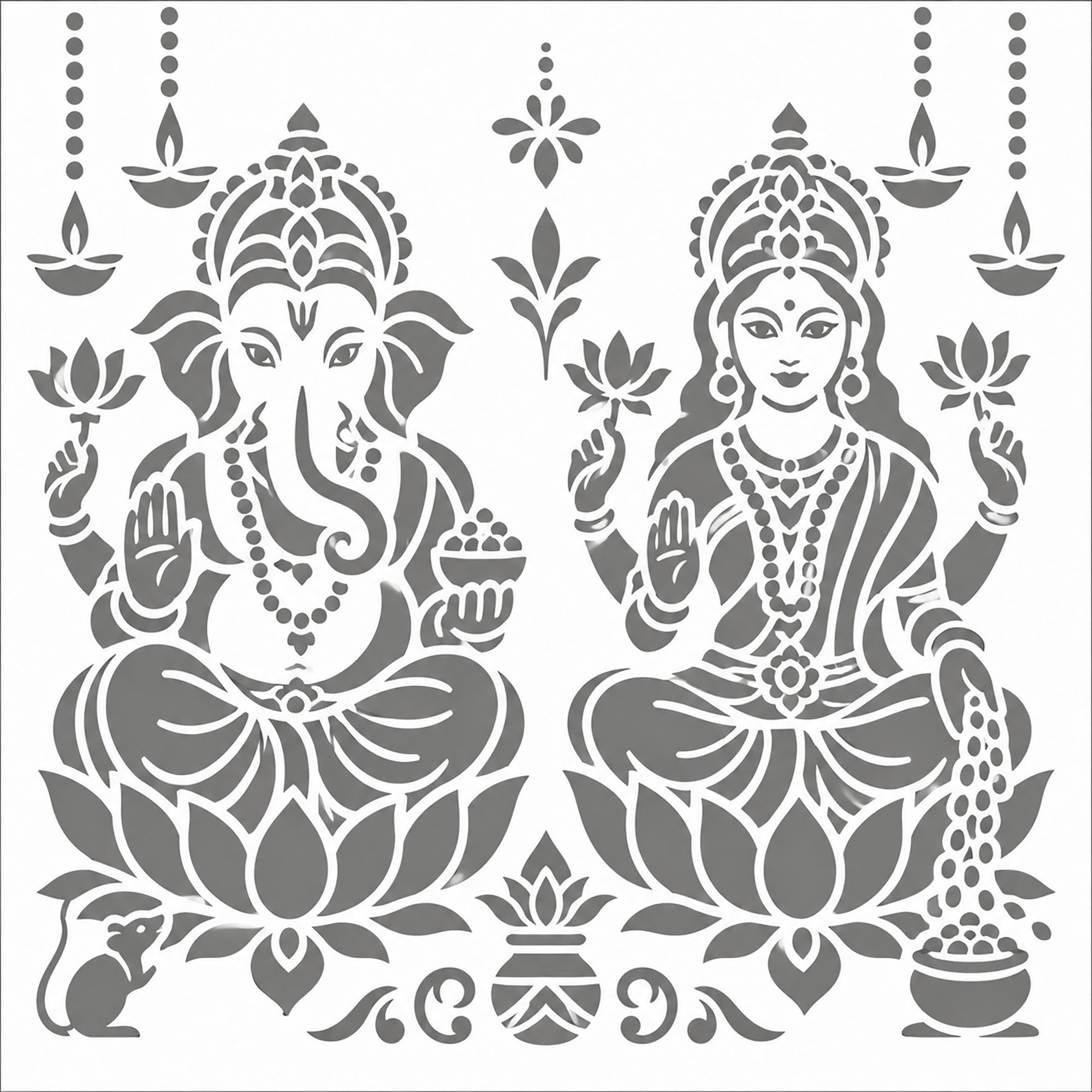reusable ganesha lakshmi stencil for diy art and craft
