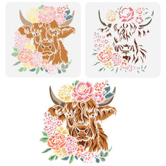 floral cow stencil for diy painting