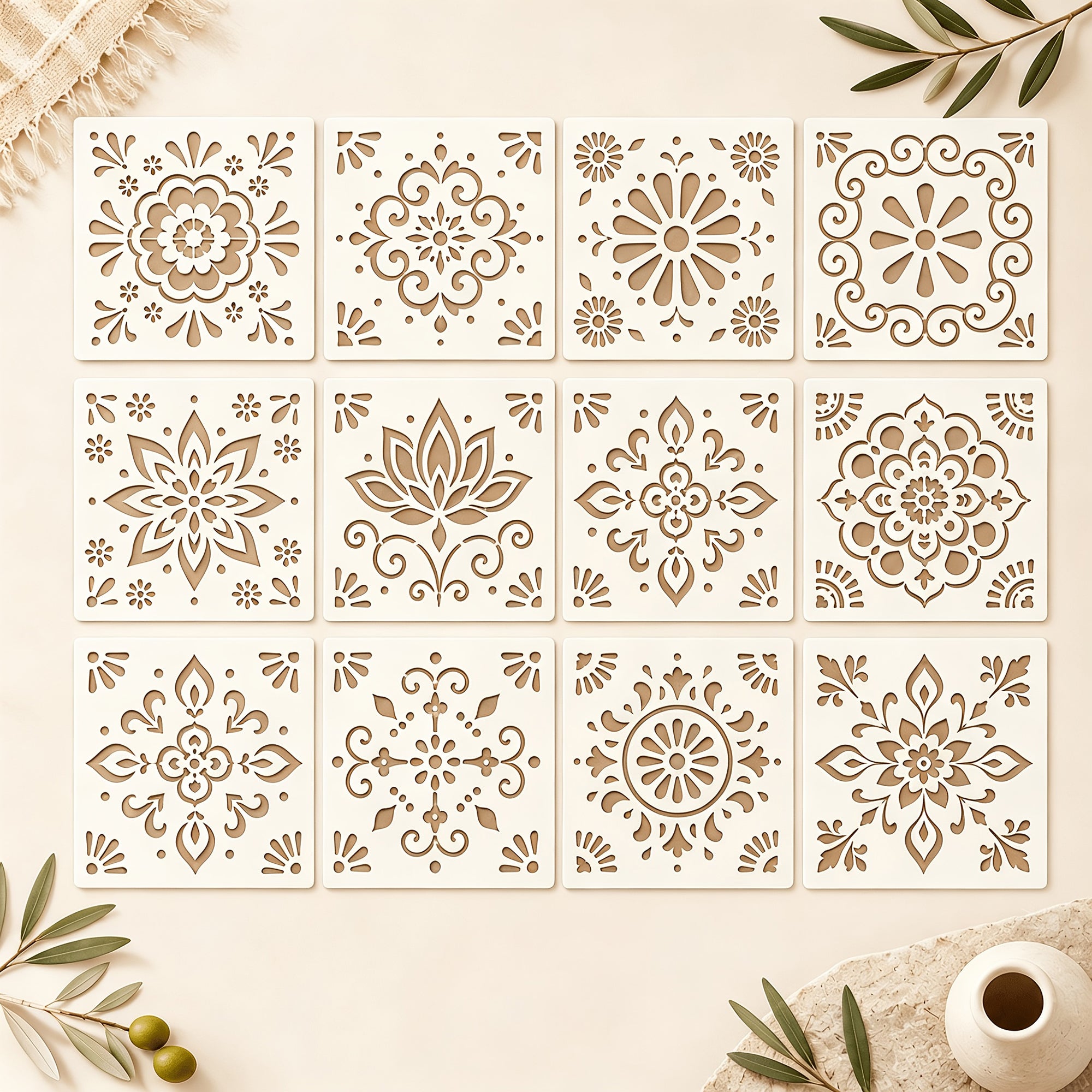 reusable greek key stencil for diy painting