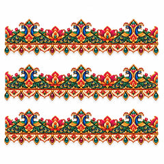 set of 3 twin peacock border patti