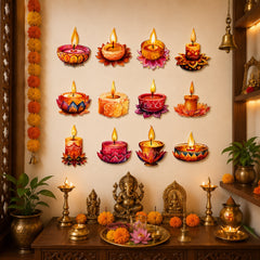 12 pcs Diwali diya MDF cutouts