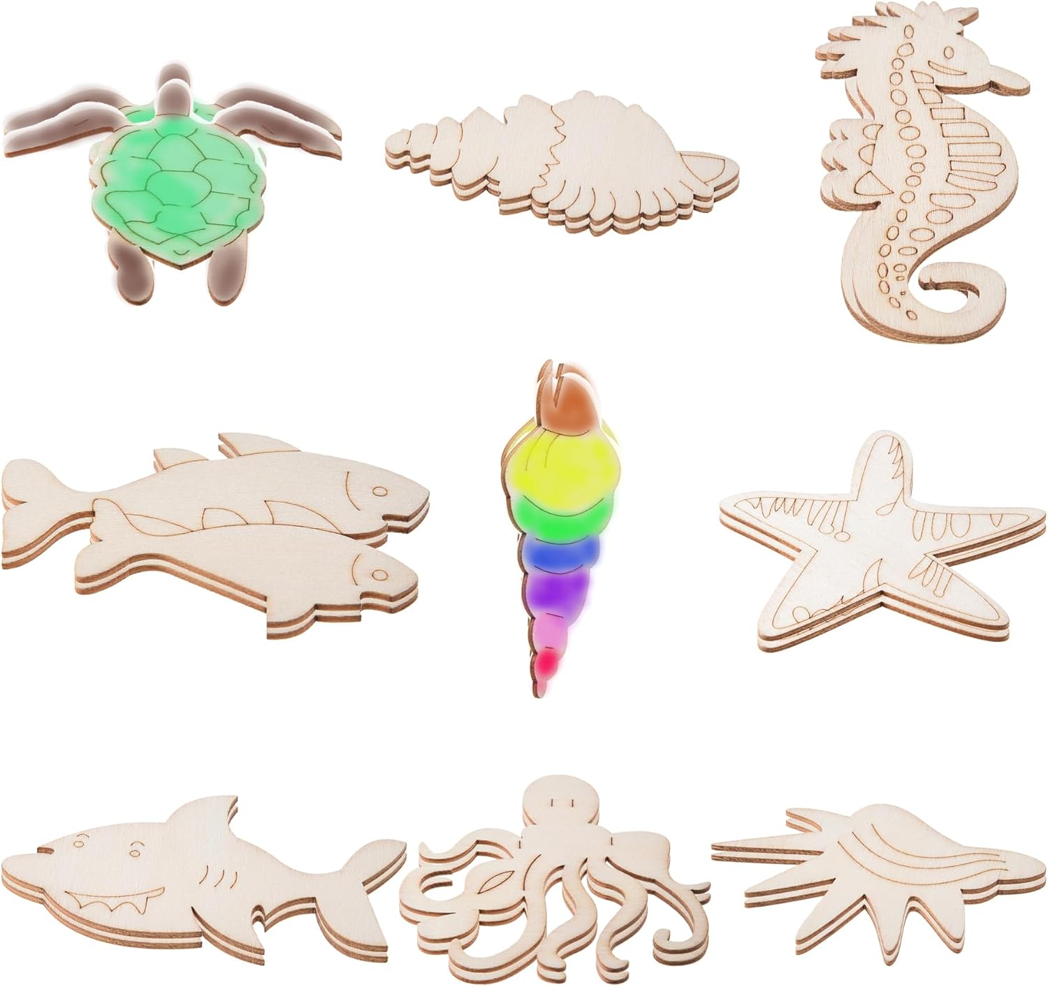 ocean animal wooden cutouts