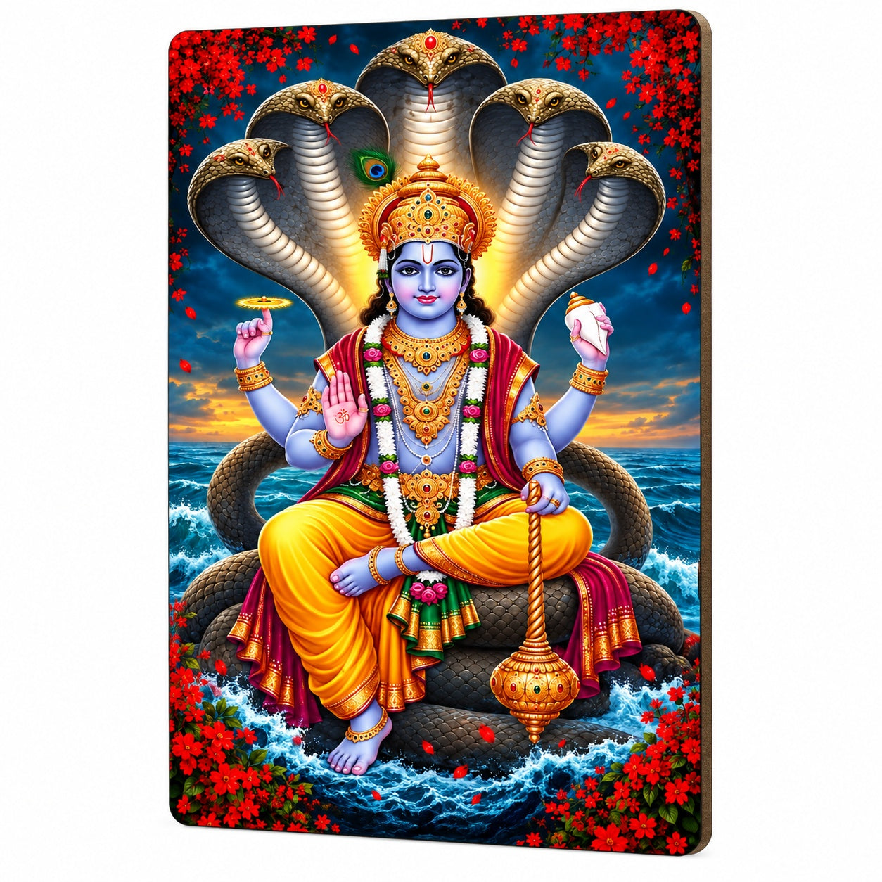 Vishnu on Sheshnag serpent wall decor