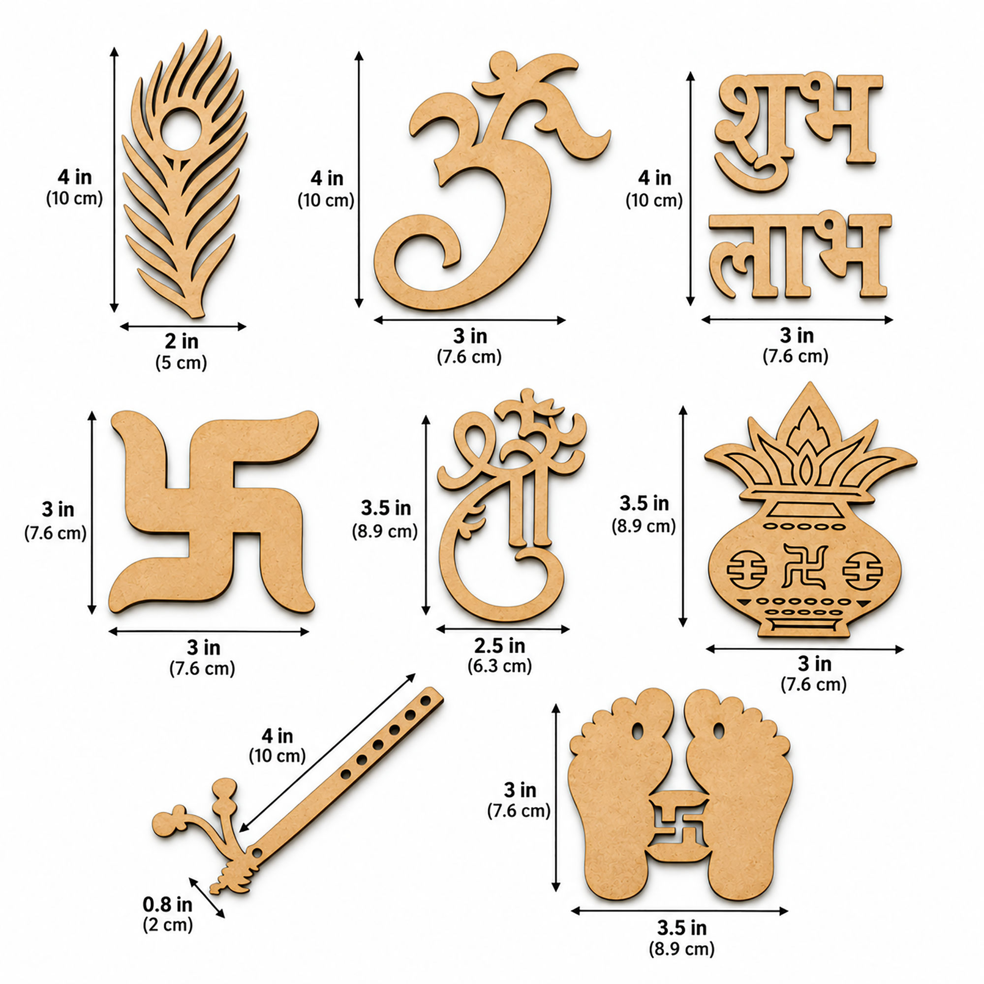 mdf shubh labh swastik kalash cutouts for diwali