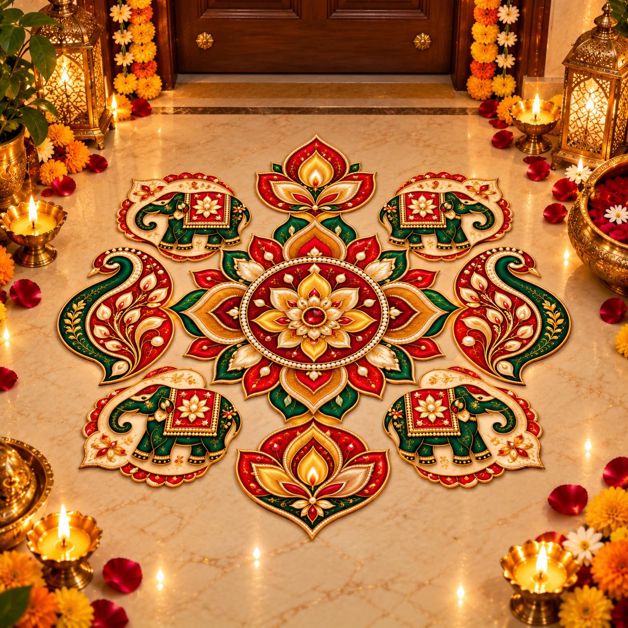 elephant paisley mandala rangoli se