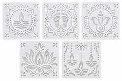 white rangoli stencil for floor