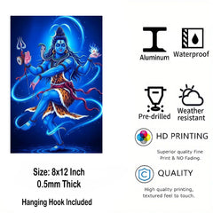 glossy aluminum Lord Shiva wall art ready to hang for living room