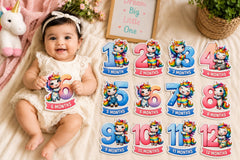 unicorn baby age marker cards