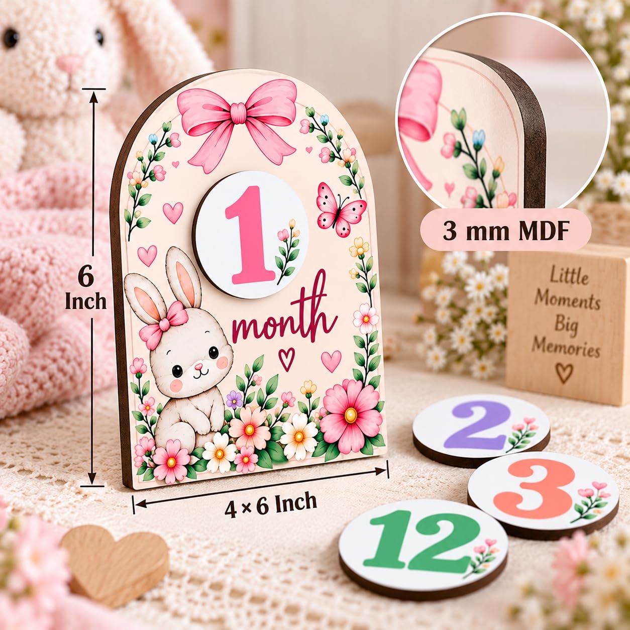 Floral baby milestone boards for newborn photoshoot
