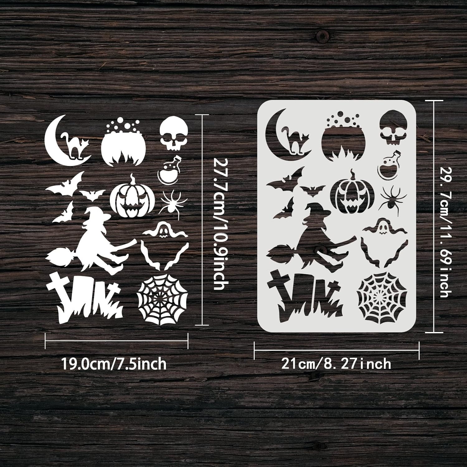 bat cat pumpkin witch stencil plastic