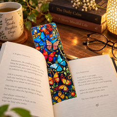 stained glass theme MDF bookmarks set of 4