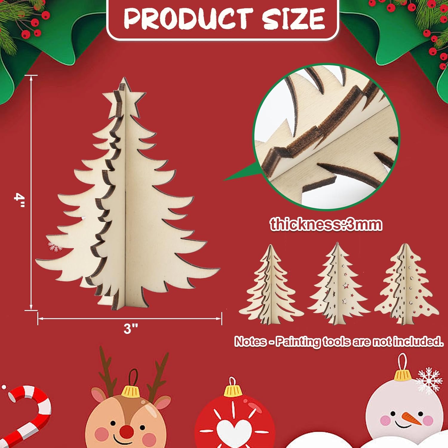 unfinished wood tree cutouts