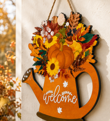 autumn welcome sign watering can design
