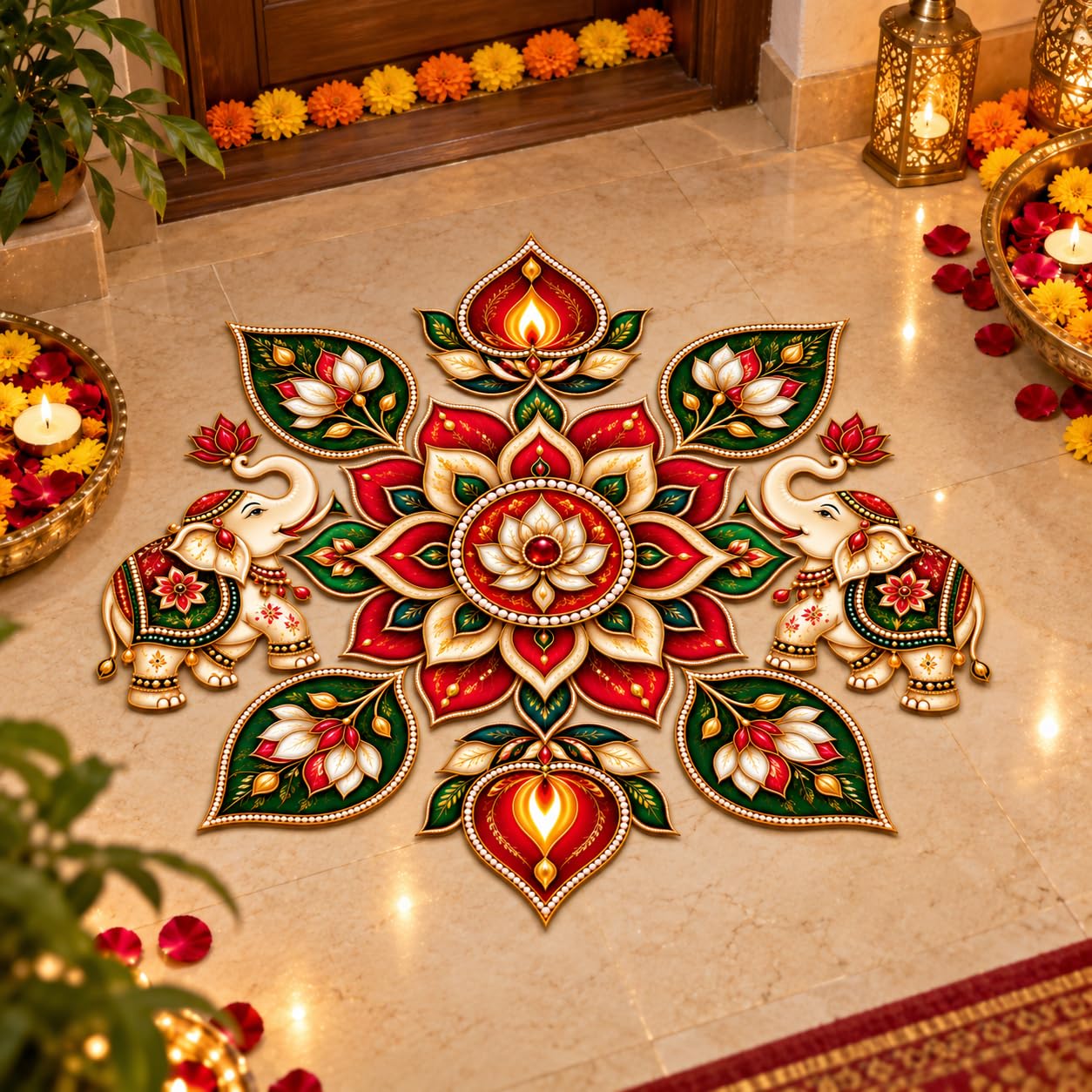 Diwali rangoli decoration for floor