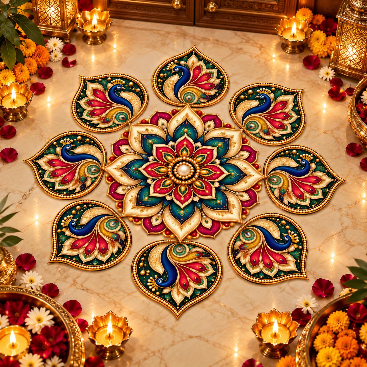 Diwali rangoli decoration for floor