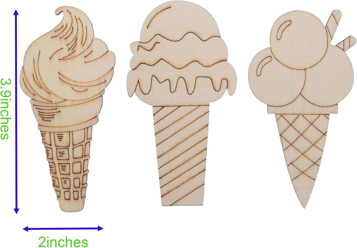 unfinished wood ice cream shapes