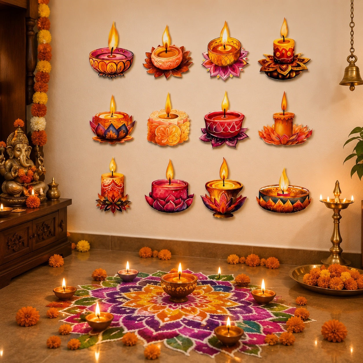 Diya wall hanging decoration for home