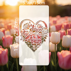Flower Basket Painting Stencils, Reusable PET Drawing Templates for Wall Art, Furniture, Canvas, Crafts and DIY Decoration