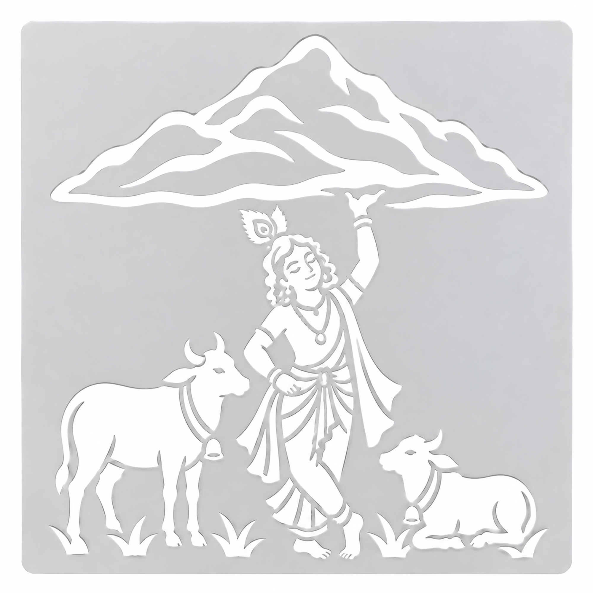 govardhan mountain painting stencil for diy art