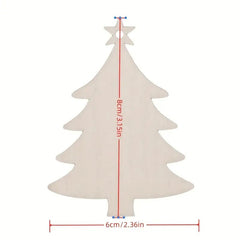 White Christmas tree-shaped object with measurements on a white background