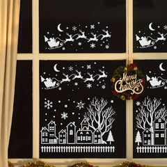 Winter village silhouette stencil for painting