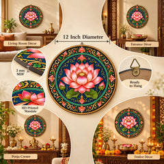 Pink Lotus Floral Wall Decor for Pooja Room