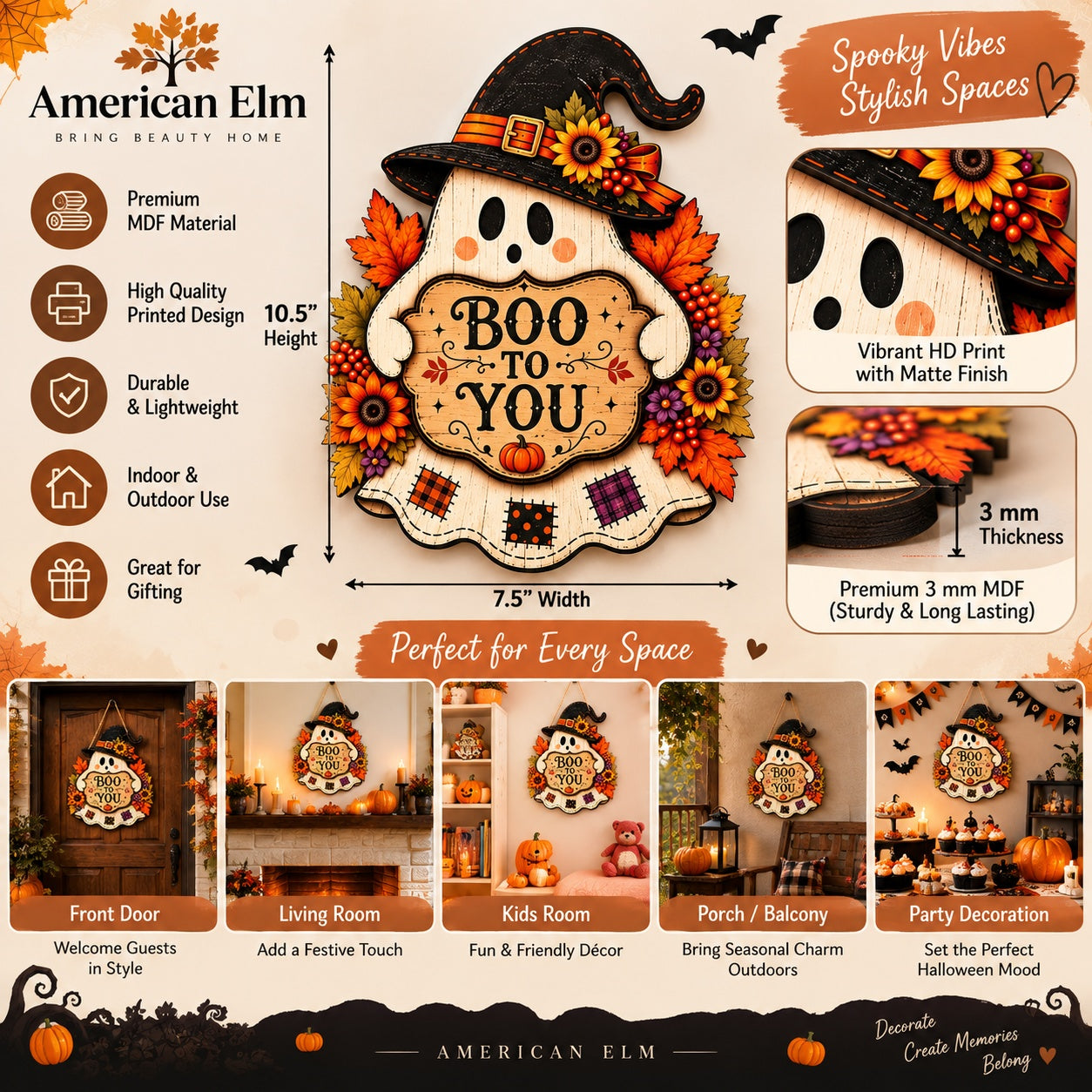 Boo Halloween sign for wall