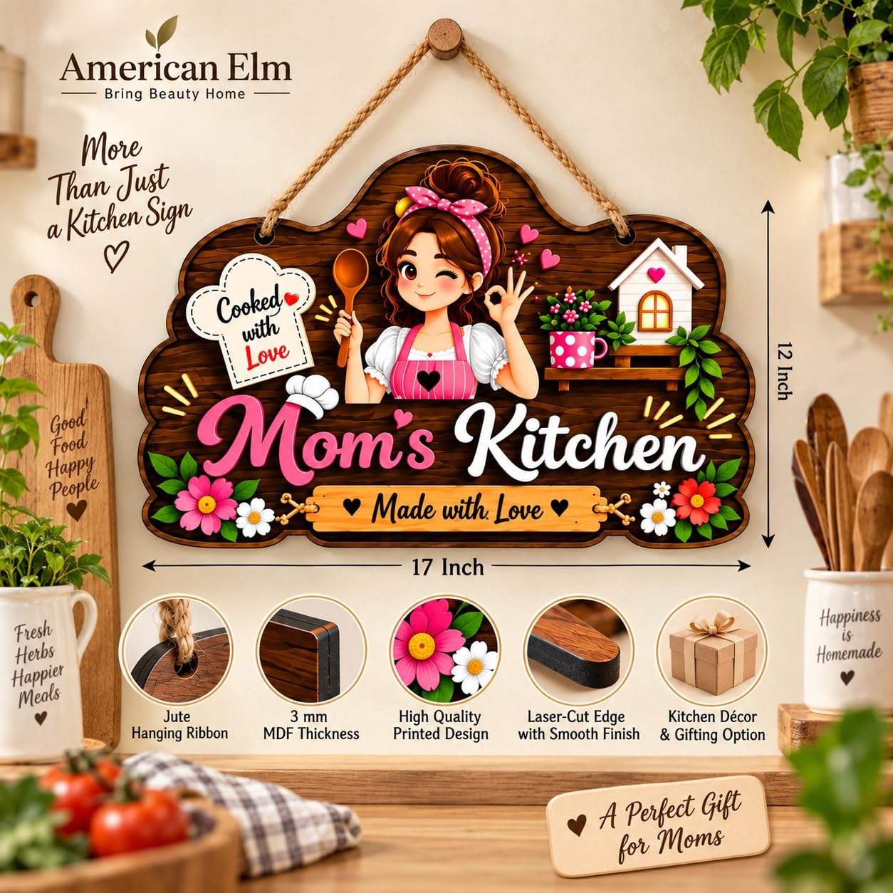 Made with love kitchen wall decor sign