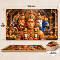 6mm MDF Panchmukhi Hanuman wall art
