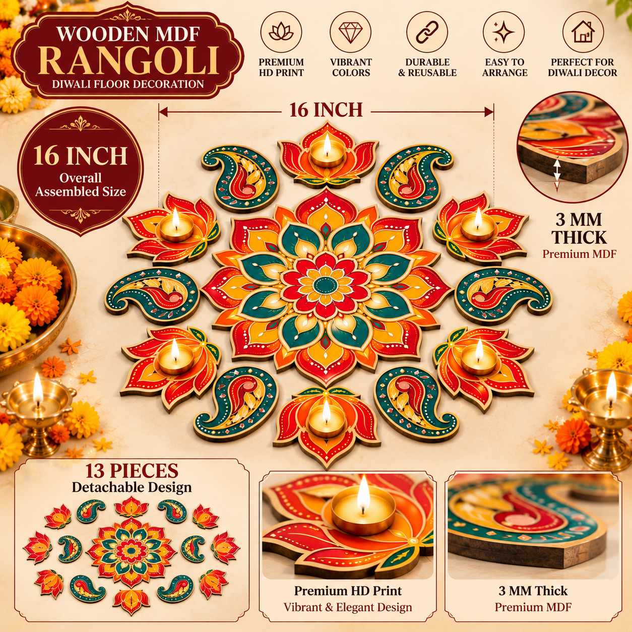 ready to use rangoli for floor