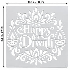 Happy Diwali PET Plastic Stencil for DIY Art and Craft Rangoli Painting Wall Decor Reusable Stencil Cliths